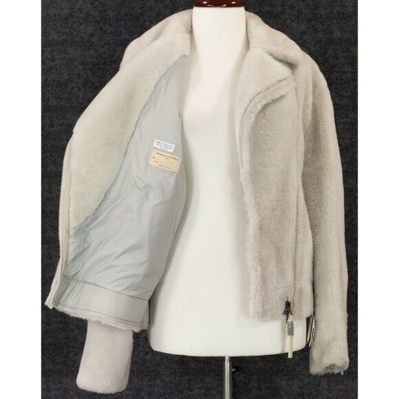 NWT $12250  BRUNELLO CUCINELLI BIKER SHEARLING FUR JACKET 2023 FALL SIZE 42 - Picture 10 of 10